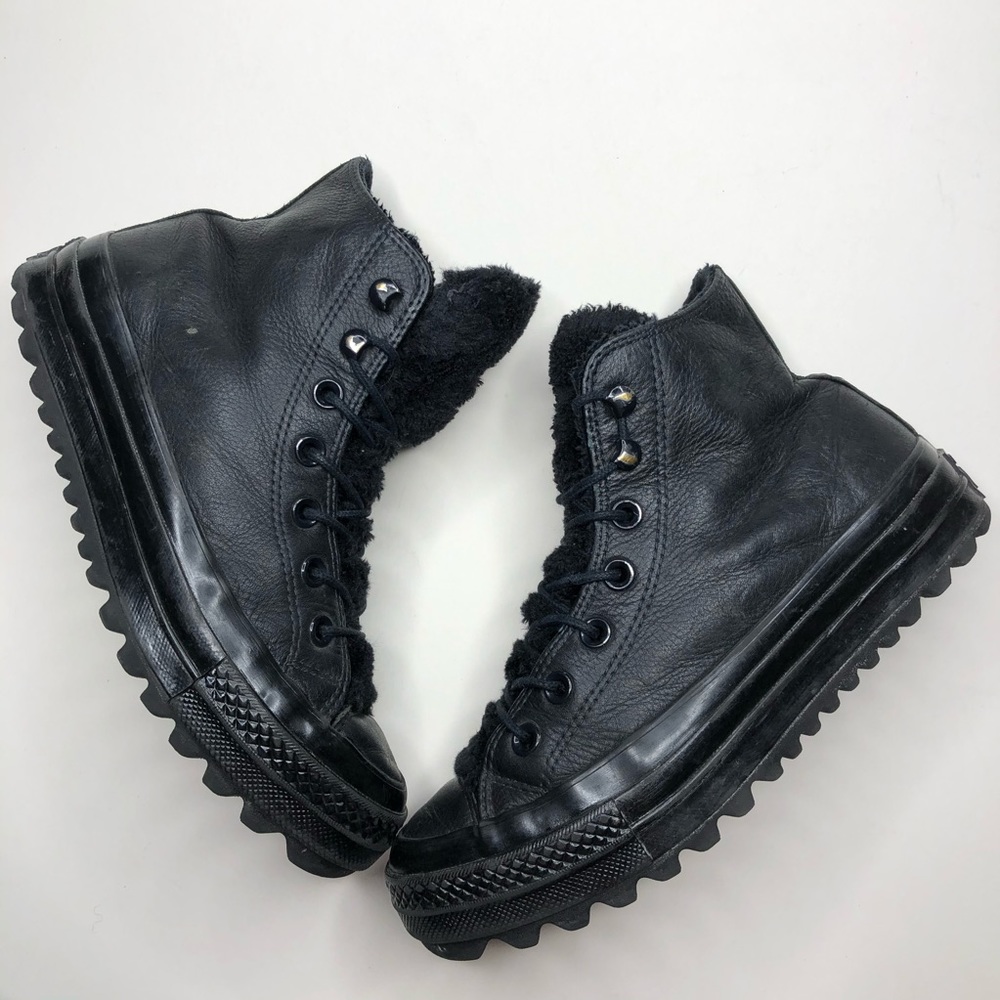 Converse Ctas Lift Ripple Hi Black Shoes Boots - Picture 3 of 16